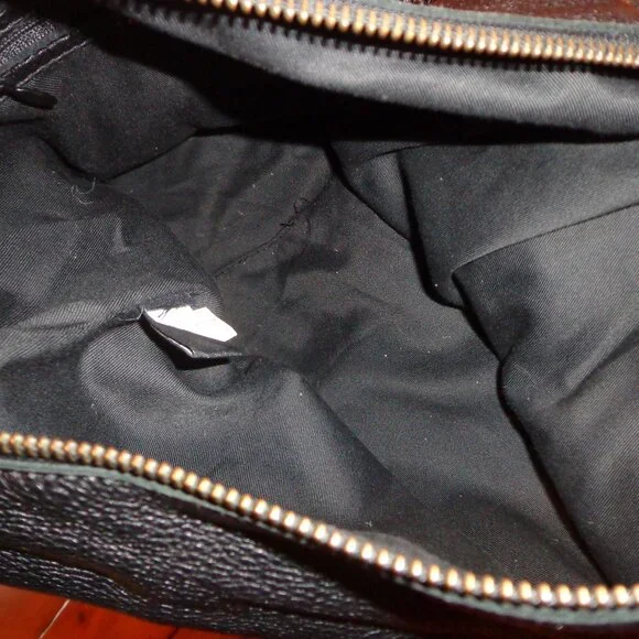 Banana Republic 100% Cow Leather Boho Handbag Black Inner Zip Pocket - Picture 7 of 15